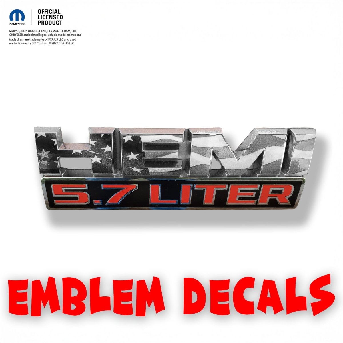 RAM 1500 HEMI Fender Emblem Overlay Decals (Pair) Grayscale American Flag Fits 2013-2024 - Tiny Wrapz