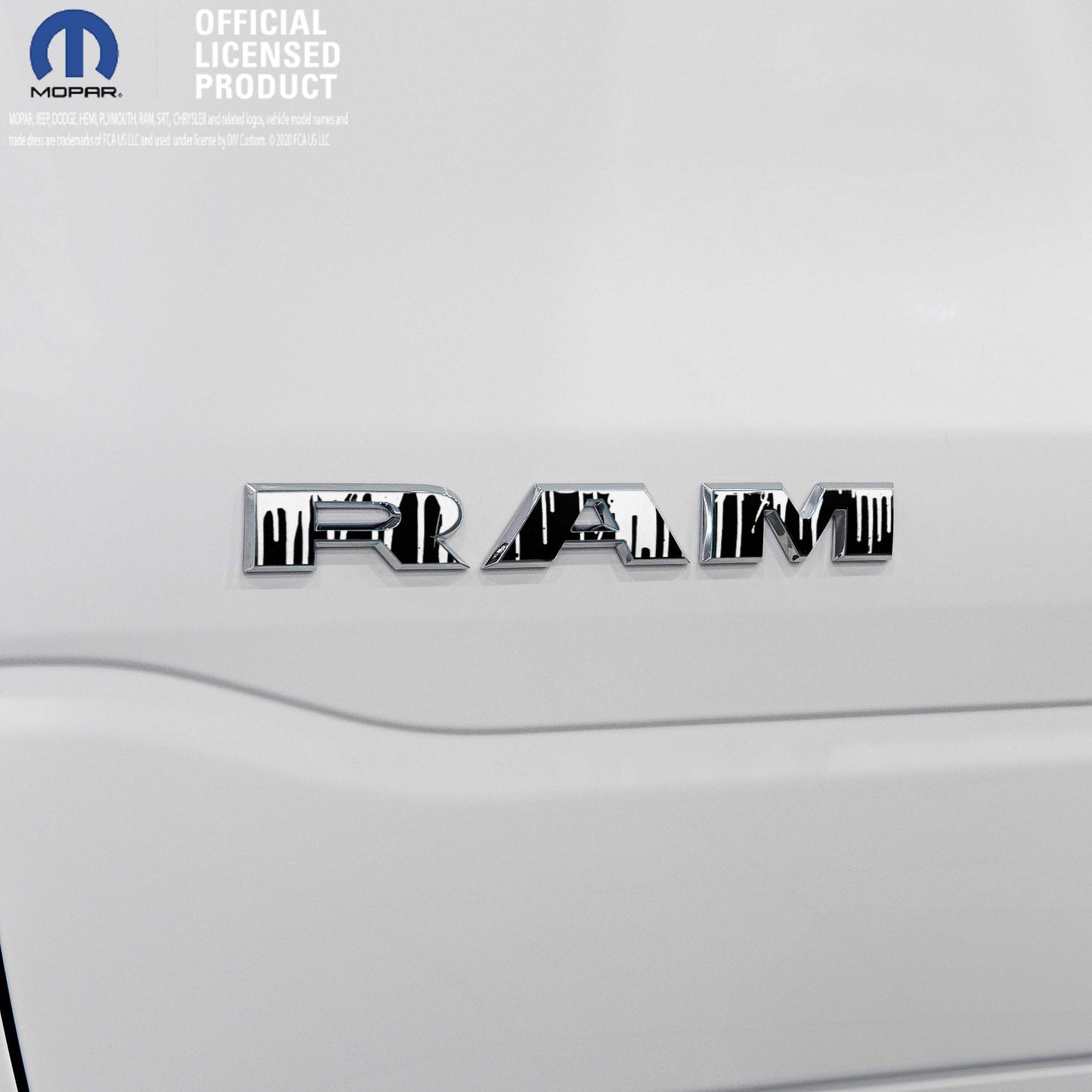 RAM Door x2 Emblem Overlay Decals DRIPPING WHITE Fits 2019-2026 RAM Trucks