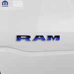 RAM Door x2 Emblem Overlay Decals BLUE FLAMES Fits 2019-2026 RAM Trucks - Tiny Wrapz