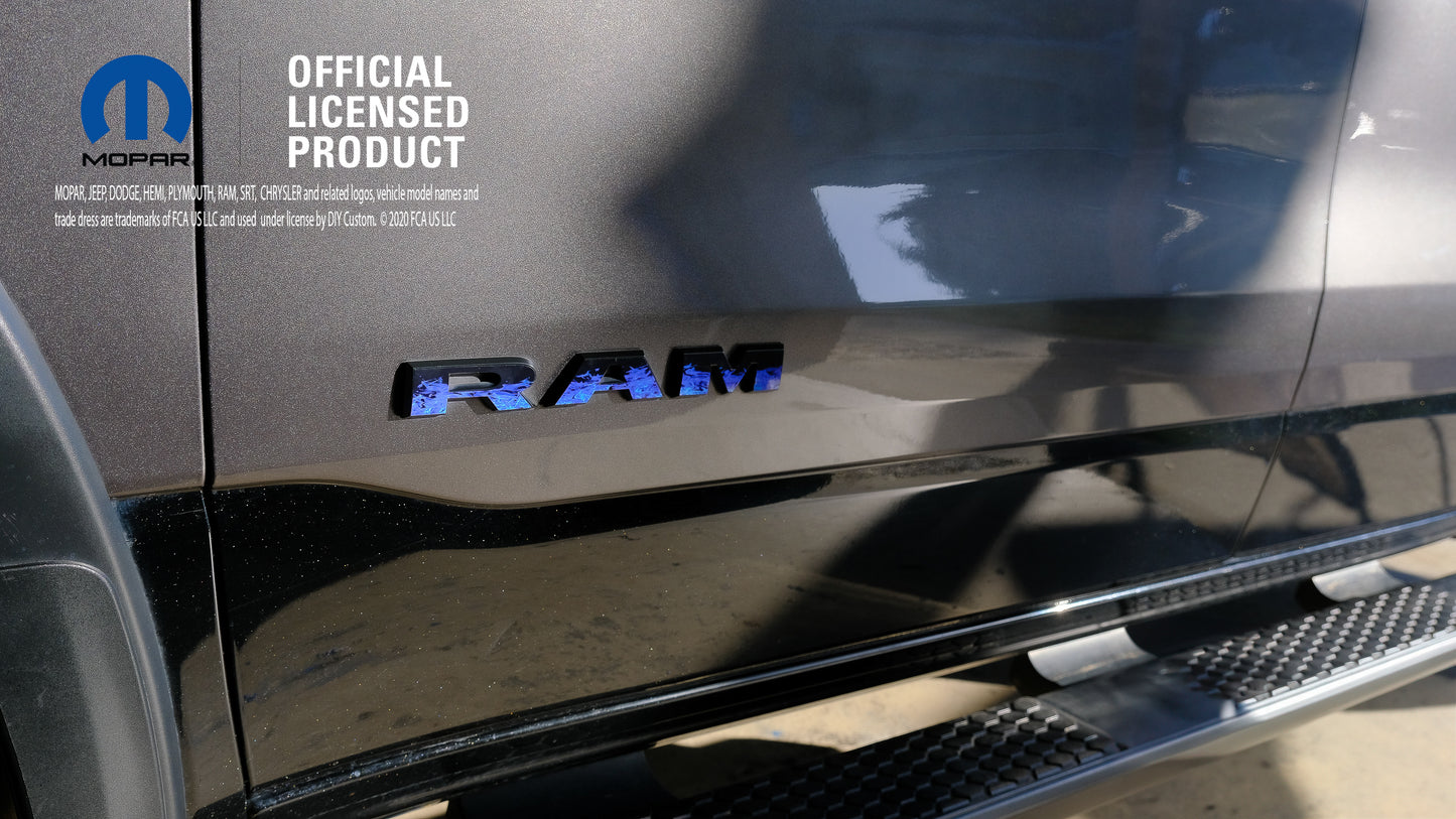 5th Gen RAM Door Blue Flames