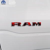 RAM Door x2 Emblem Overlay Decals DRIPPING RED Fits 2019-2026 RAM Trucks - Tiny Wrapz