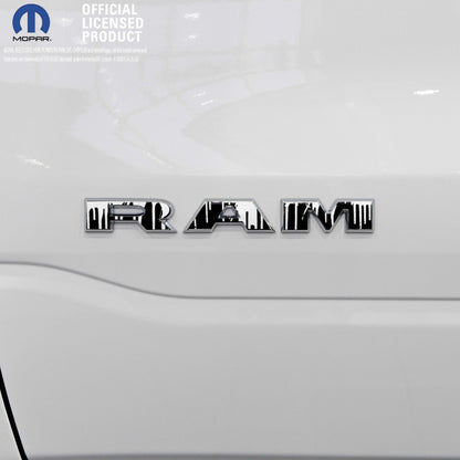 RAM Door x2 Emblem Overlay Decals DRIPPING WHITE Fits 2019-2026 RAM Trucks