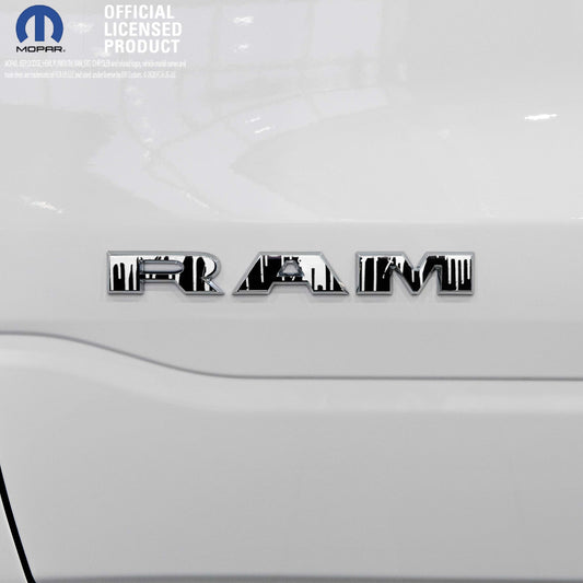 RAM Door x2 Emblem Overlay Decals DRIPPING WHITE Fits 2019-2026 RAM Trucks