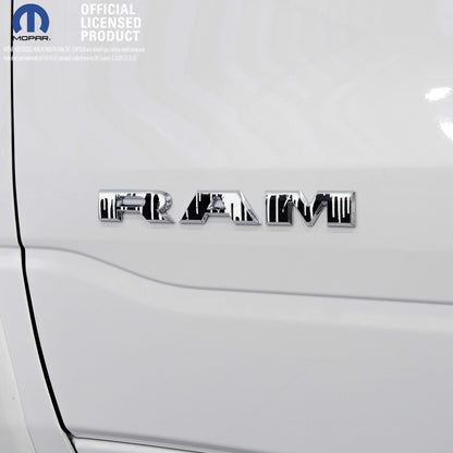 RAM Door x2 Emblem Overlay Decals DRIPPING WHITE Fits 2019-2026 RAM Trucks