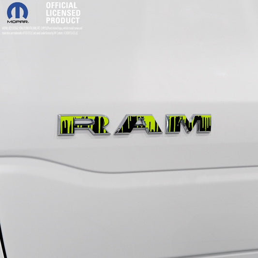 RAM Door x2 Emblem Overlay Decals DRIPPING GREEN Fits 2019-2026 RAM Trucks - Tiny Wrapz