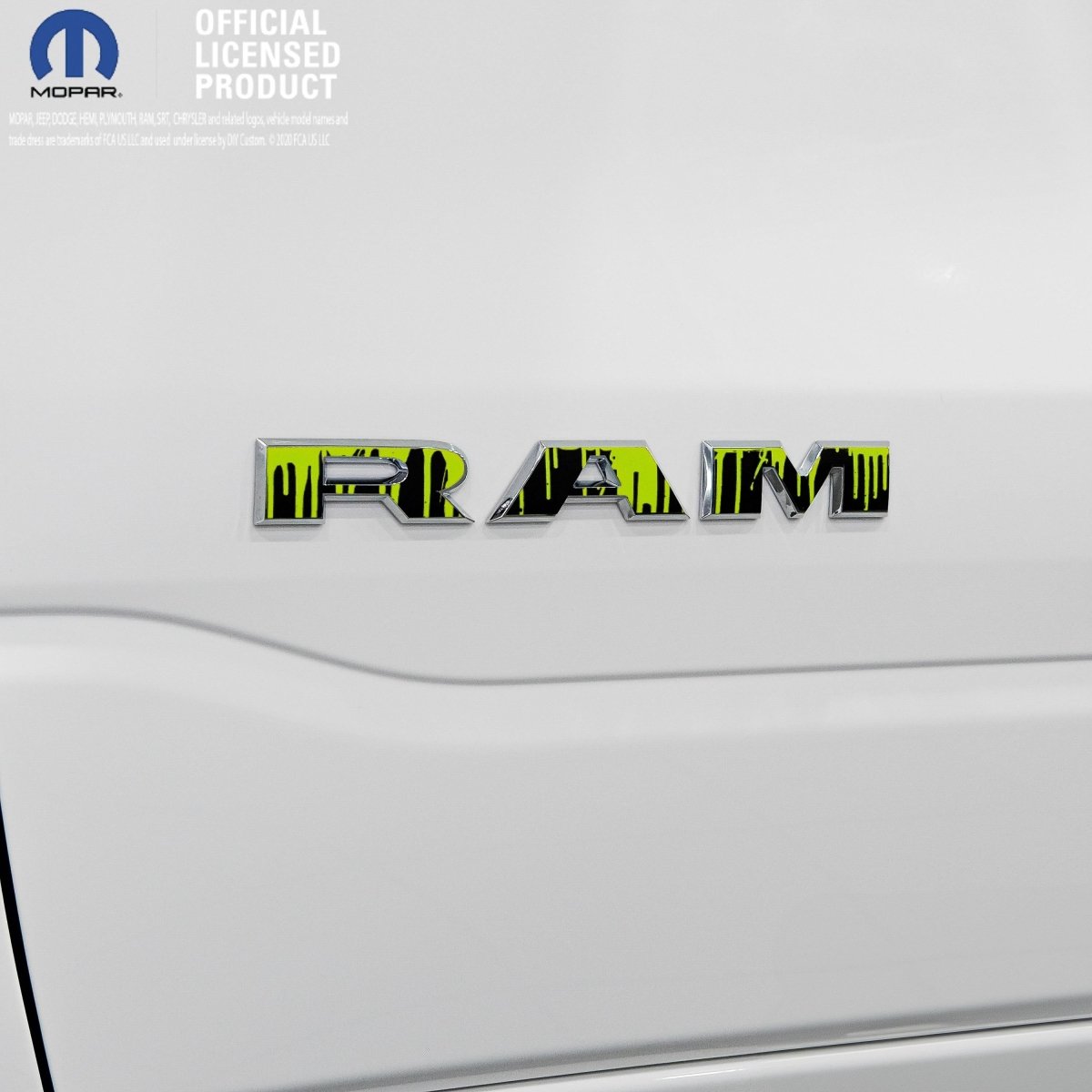 RAM Door x2 Emblem Overlay Decals DRIPPING GREEN Fits 2019-2026 RAM Trucks - Tiny Wrapz