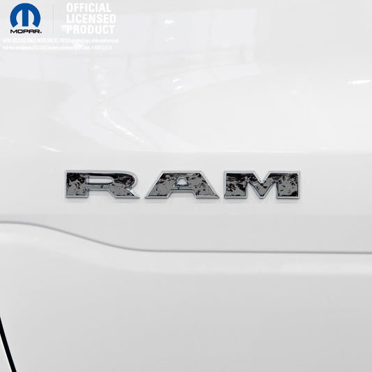 RAM Door x2 Emblem Overlay Decals L&R GRAYSCALE FIRE FLAMES Fits 2019-2025 RAM Trucks
