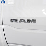 RAM Door x2 Emblem Overlay Decals L&R GRAYSCALE FIRE FLAMES Fits 2019-2026 RAM Trucks - Tiny Wrapz
