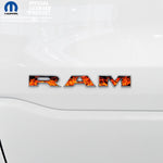 RAM Door x2 Emblem Overlay Decals L&R REAL FIRE FLAMES Fits 2019-2026 RAM Trucks - Tiny Wrapz