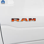 RAM Door x2 Emblem Overlay Decals L&R REAL FIRE FLAMES Fits 2019-2026 RAM Trucks - Tiny Wrapz