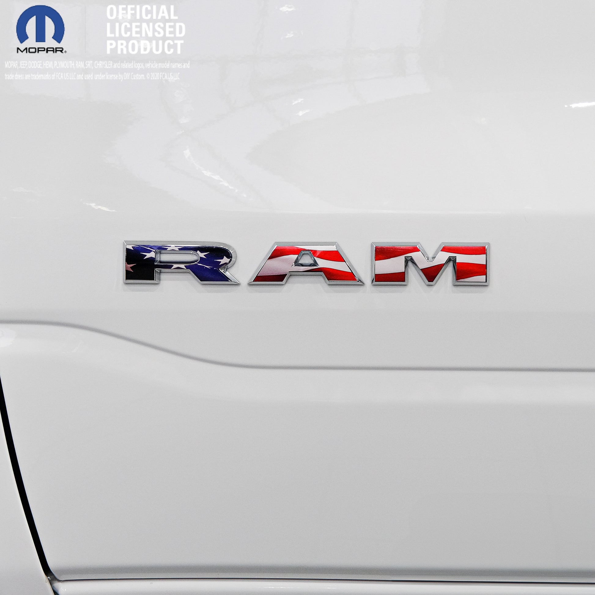 5th Gen RAM 1500 Door Red White Blue Waving American Flag-12