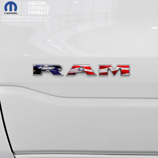 5th Gen RAM 1500 Door Red White Blue Waving American Flag-12