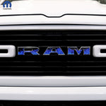 RAM Grill Emblem Overlay Decals BLUE FLAMES Fits 2009-2026 1500-5500 - Tiny Wrapz