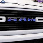RAM Grill Emblem Overlay Decals BLUE FLAMES Fits 2009-2026 1500-5500 - Tiny Wrapz
