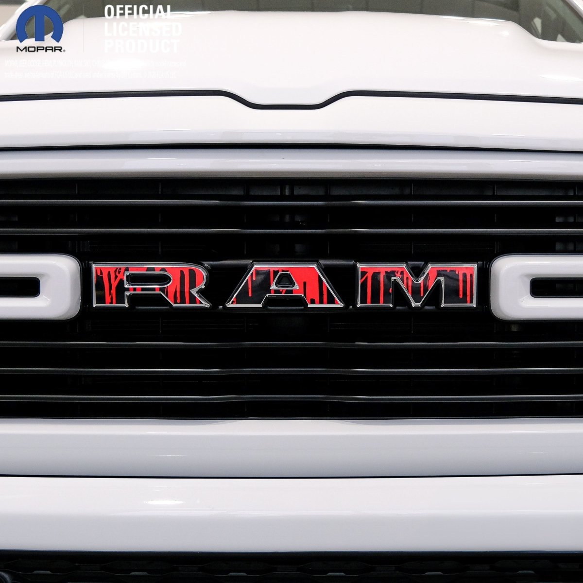 RAM Grill Emblem Overlay Decals DRIPPING RED Fits 2009-2026 1500-5500 - Tiny Wrapz