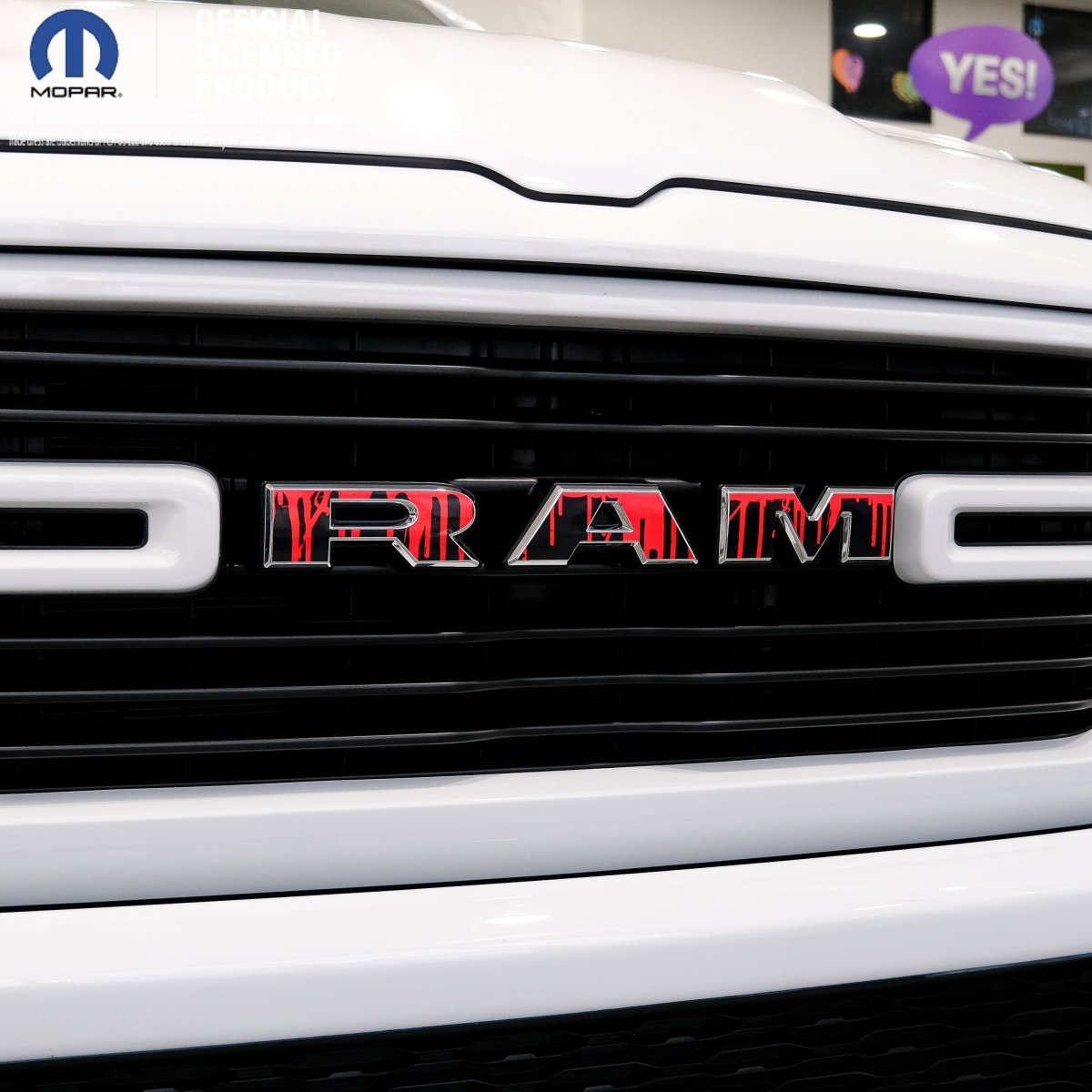 RAM Grill Emblem Overlay Decals DRIPPING RED Fits 2009-2026 1500-5500 - Tiny Wrapz
