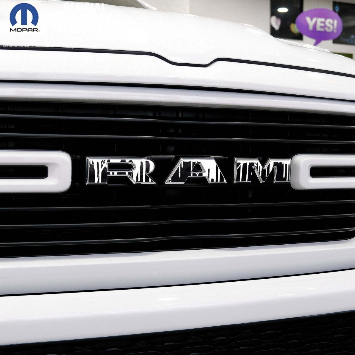 RAM Grill Emblem Overlay Decals DRIPPING WHITE Fits 2009-2026 1500-5500 - Tiny Wrapz
