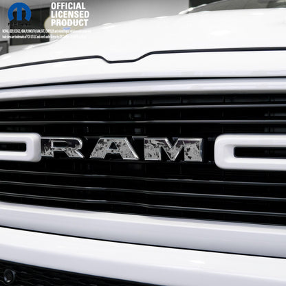 RAM Grill Emblem Overlay Decals GRAYSCALE FIRE FLAMES Fits 2009-2025 1500-5500