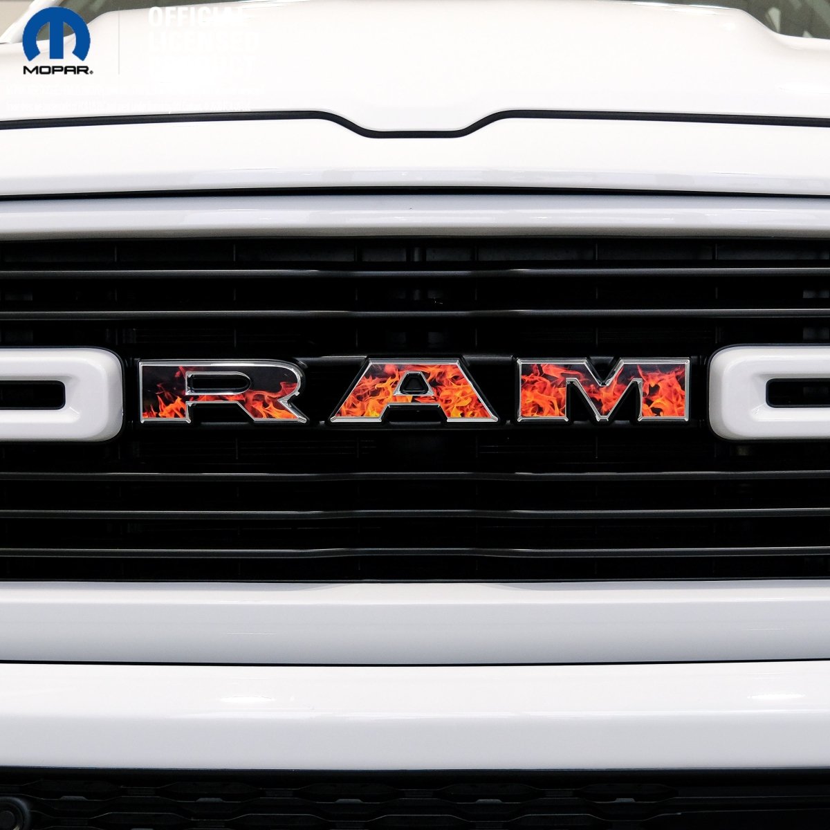 RAM Grill Emblem Overlay Decals REAL FIRE FLAMES Fits 2009-2026 1500-5500 - Tiny Wrapz