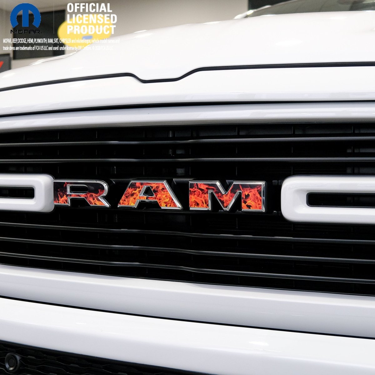 RAM Grill Emblem Overlay Decals REAL FIRE FLAMES Fits 2009-2026 1500-5500 - Tiny Wrapz