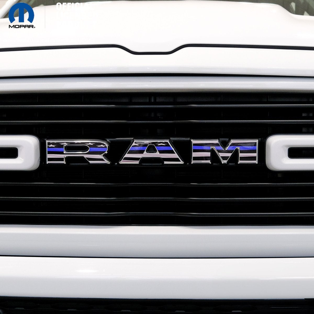 RAM Grill Emblem Overlay Decals THIN BLUE LINE FLAG Fits 2009-2026 1500-5500 - Tiny Wrapz