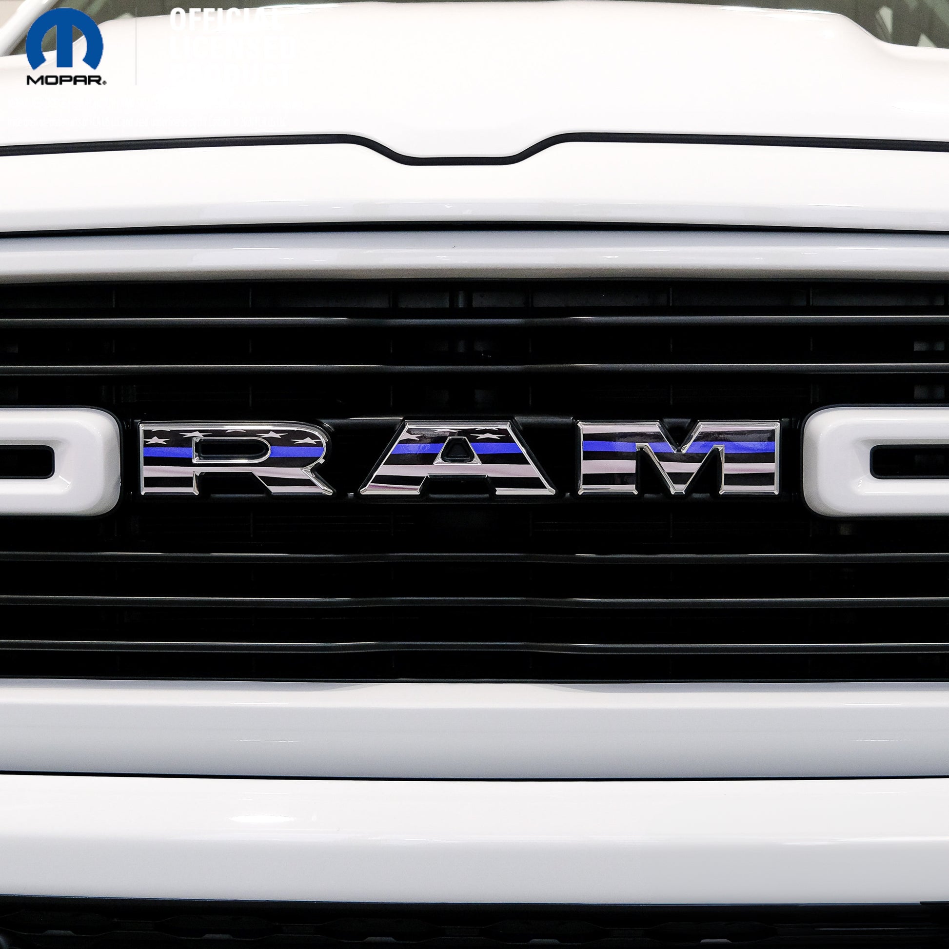 5th Gen RAM 1500 Grill Thin Blue Line Waving American Flag