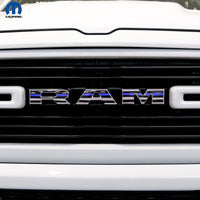 RAM Grill Emblem Overlay Decals THIN BLUE LINE FLAG Fits 2009-2026 1500-5500 - Tiny Wrapz