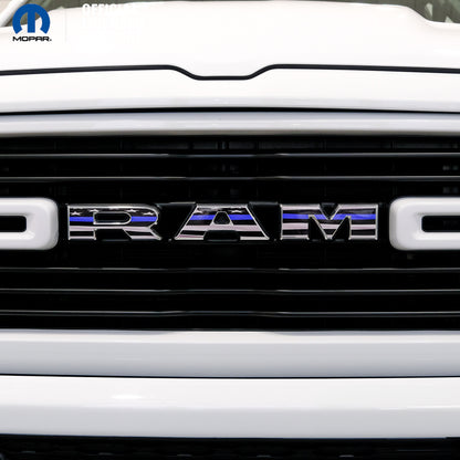 5th Gen RAM 1500 Grill Thin Blue Line Waving American Flag