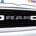 RAM Grill Emblem Overlay Decals THIN BLUE LINE FLAG Fits 2009-2026 1500-5500 - Tiny Wrapz