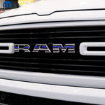 RAM Grill Emblem Overlay Decals THIN BLUE LINE FLAG Fits 2009-2026 1500-5500 - Tiny Wrapz