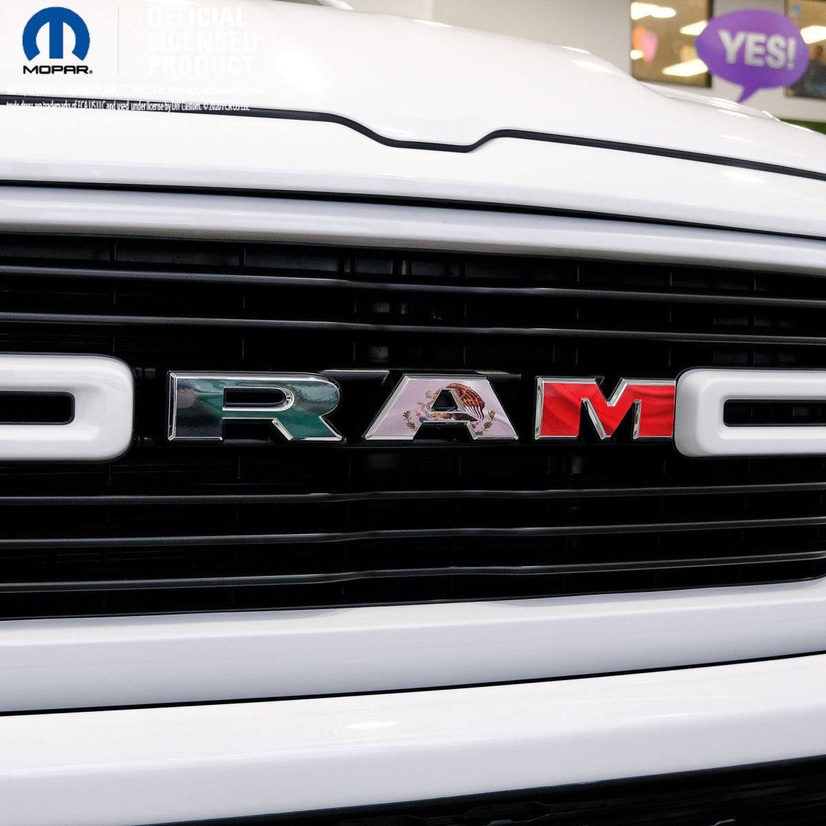 RAM Grill Emblem Overlay Decals WAVING MEXICAN FLAG Fits 2009-2026 1500-5500 - Tiny Wrapz