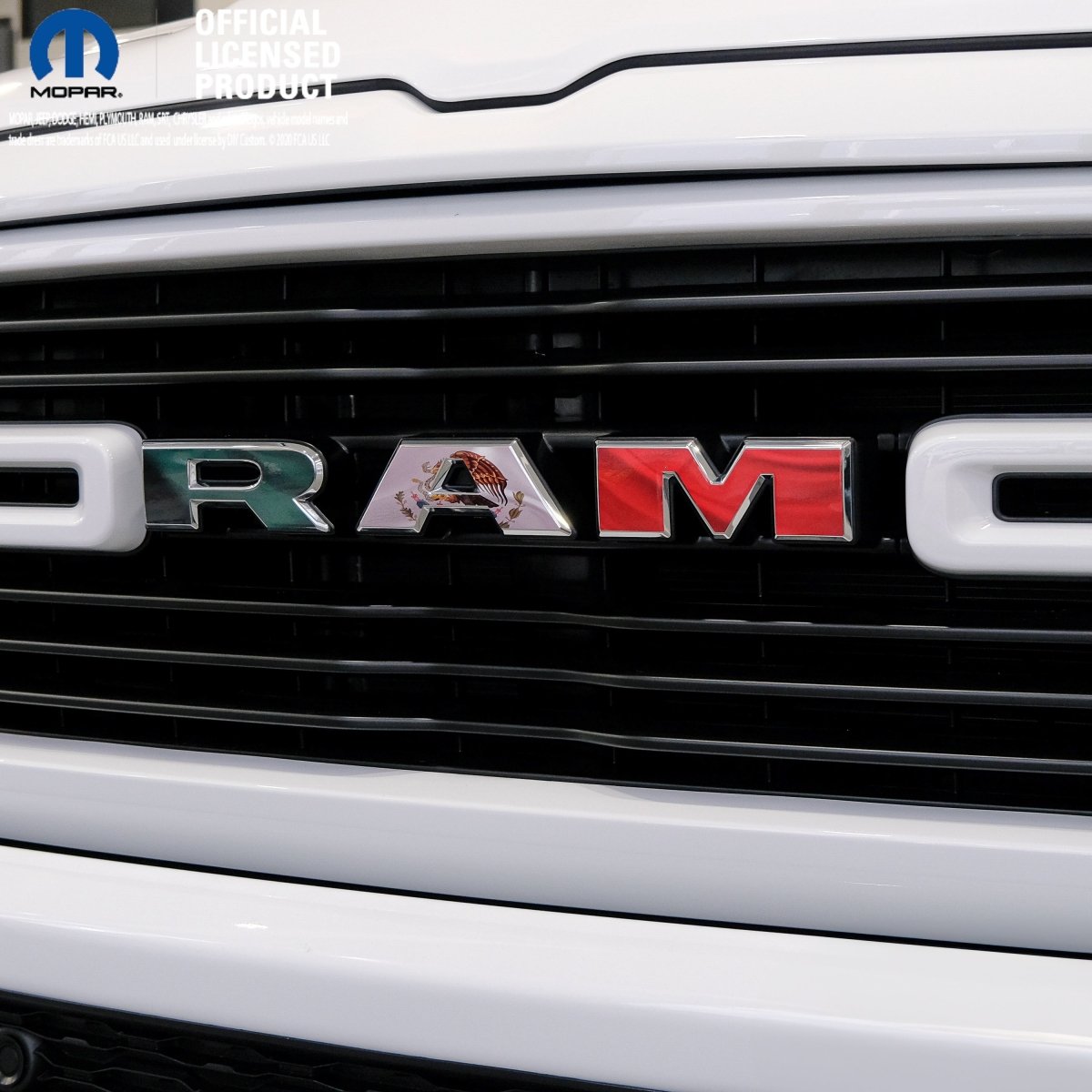 RAM Grill Emblem Overlay Decals WAVING MEXICAN FLAG Fits 2009-2026 1500-5500 - Tiny Wrapz