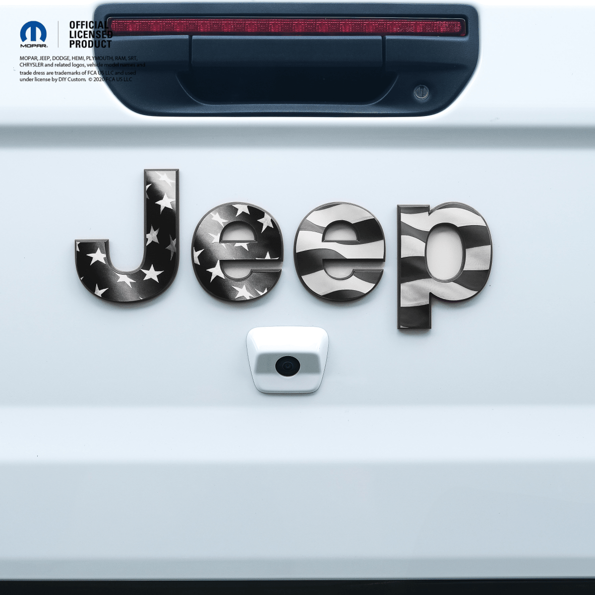 Jeep Emblem Overlay Decals - Grayscale American Flag - Tiny Wrapz