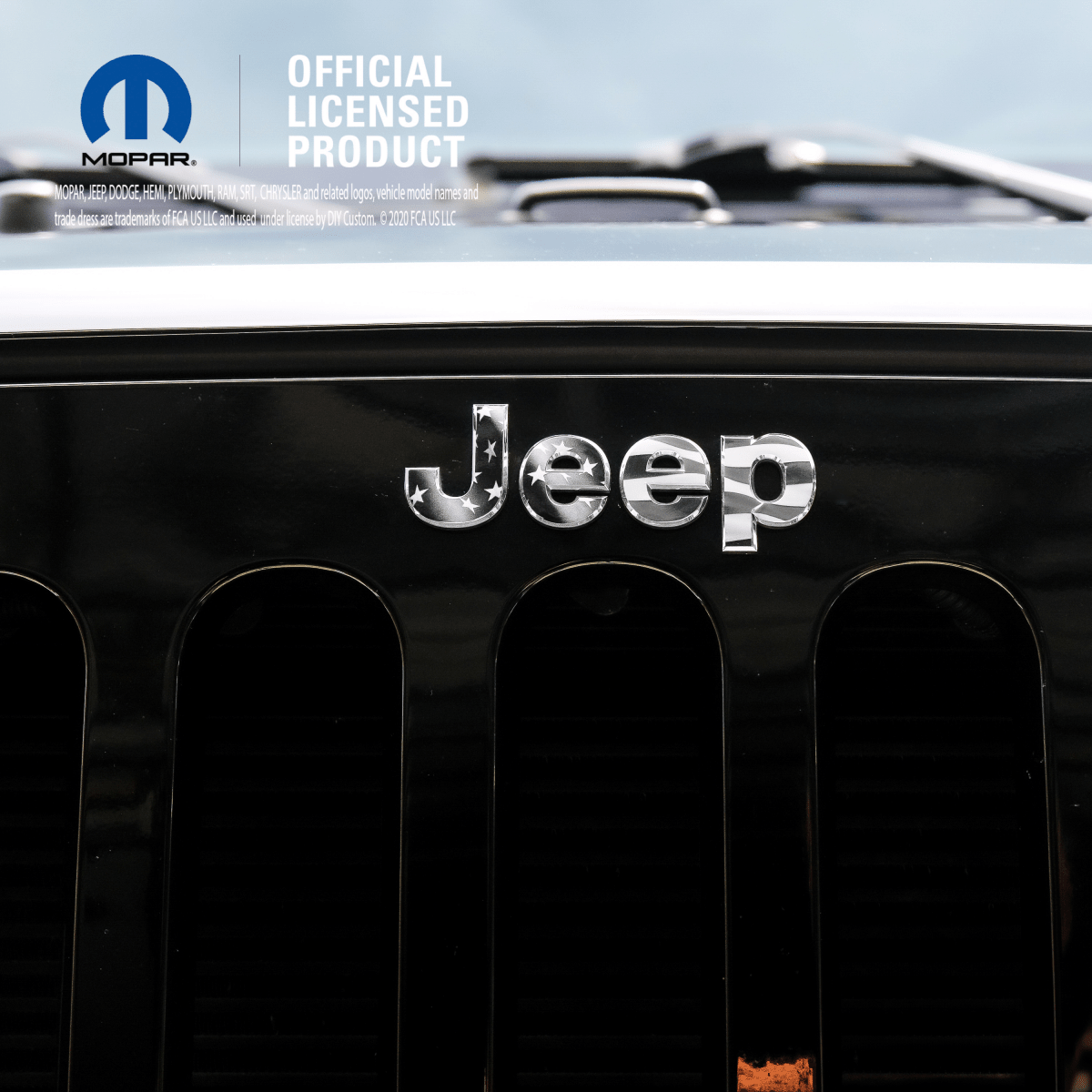 Jeep Emblem Overlay Decals - Grayscale American Flag - Tiny Wrapz