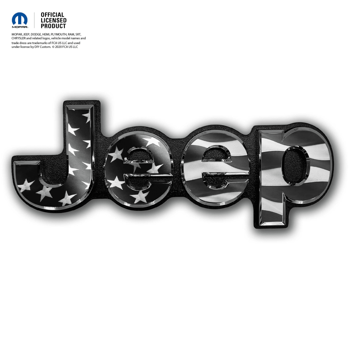 Jeep Emblem Overlay Decals - Grayscale American Flag - Tiny Wrapz