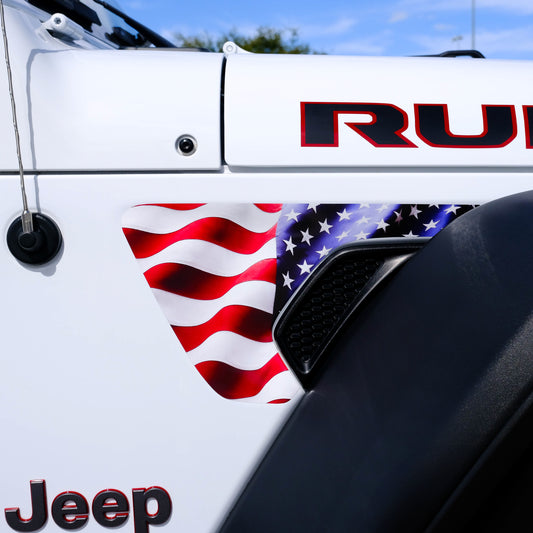 Jeep Fender Vent Vinyl "American Flag" Decals Fits 2018-2025 Wrangler JL & Gladiator