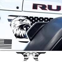 Jeep Fender Vent Decals Pair "Black and White Eagle American Flag" Fits 2018-2026 Wrangler JL & Gladiator - Tiny Wrapz