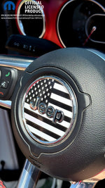 Jeep Wrangler JK Steering Wheel Circle Black & White American Flag Vinyl Decal Sticker 2007-2017 - Tiny Wrapz