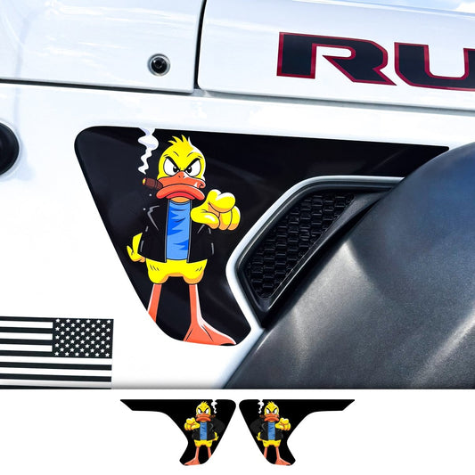 Jeep Fender Vent Decals Pair "Duck Off" Fits 2018-2026 Wrangler JL & Gladiator - Tiny Wrapz