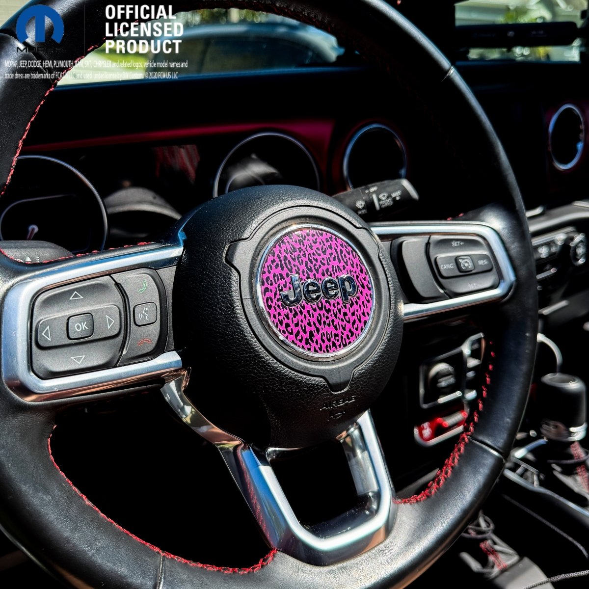 Jeep Wrangler JK Steering Wheel Circle Pink Leopard Vinyl Decal Sticker 2007-2017 - Tiny Wrapz