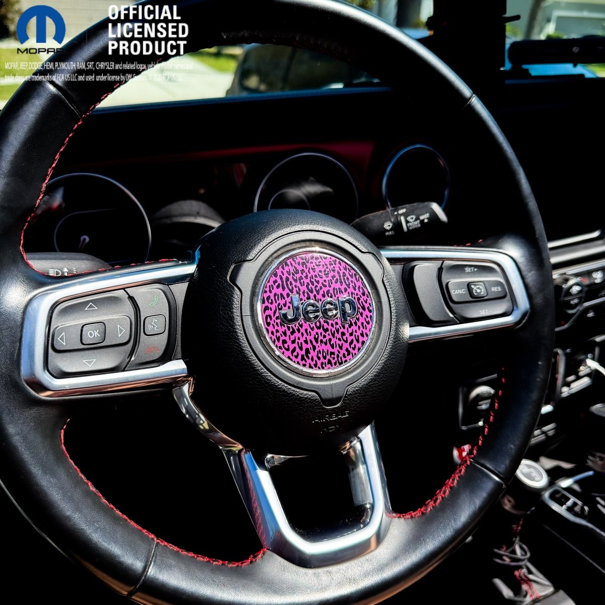 Jeep Wrangler JK Steering Wheel Circle Pink Leopard Vinyl Decal Sticker 2007-2017 - Tiny Wrapz