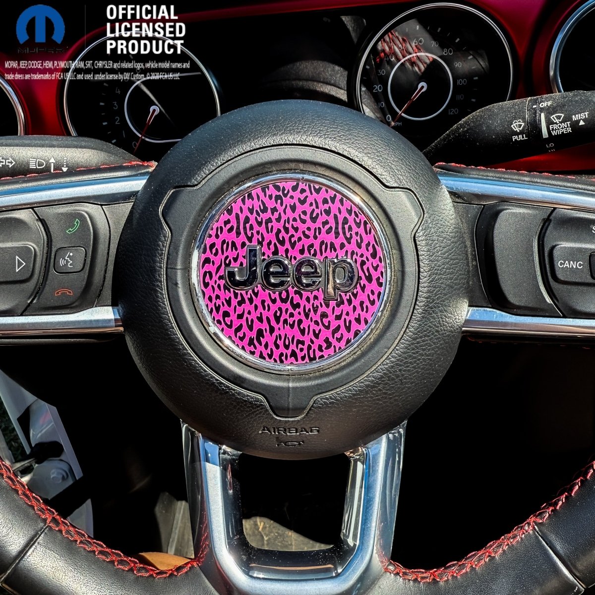 Jeep Wrangler JK Steering Wheel Circle Pink Leopard Vinyl Decal Sticker 2007-2017 - Tiny Wrapz