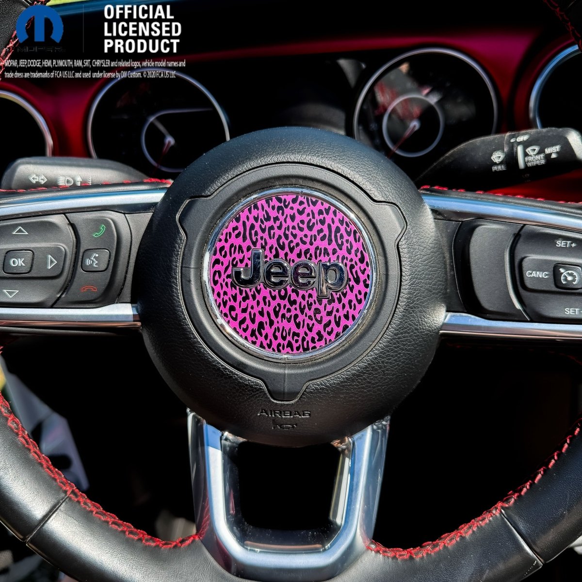 Jeep Wrangler JK Steering Wheel Circle Pink Leopard Vinyl Decal Sticker 2007-2017 - Tiny Wrapz