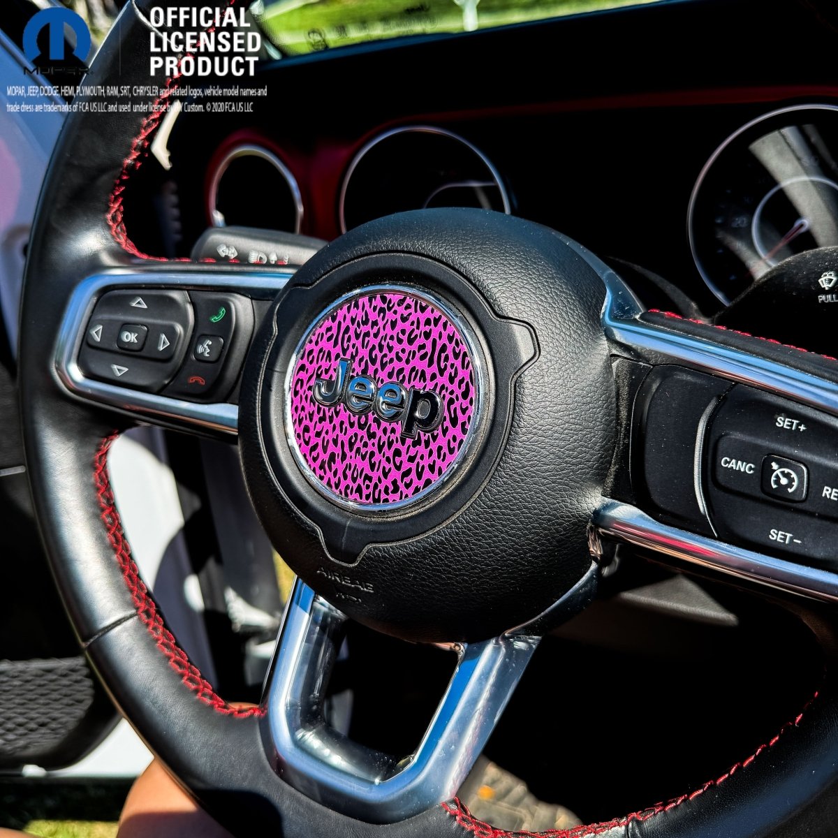 Jeep Wrangler JK Steering Wheel Circle Pink Leopard Vinyl Decal Sticker 2007-2017 - Tiny Wrapz
