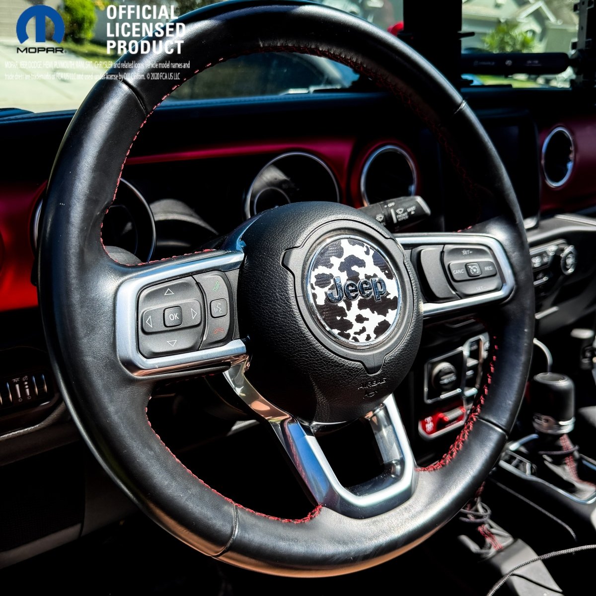 Jeep Wrangler JK Steering Wheel Circle Black Cow Print Vinyl Decal Sticker 2007-2017 - Tiny Wrapz
