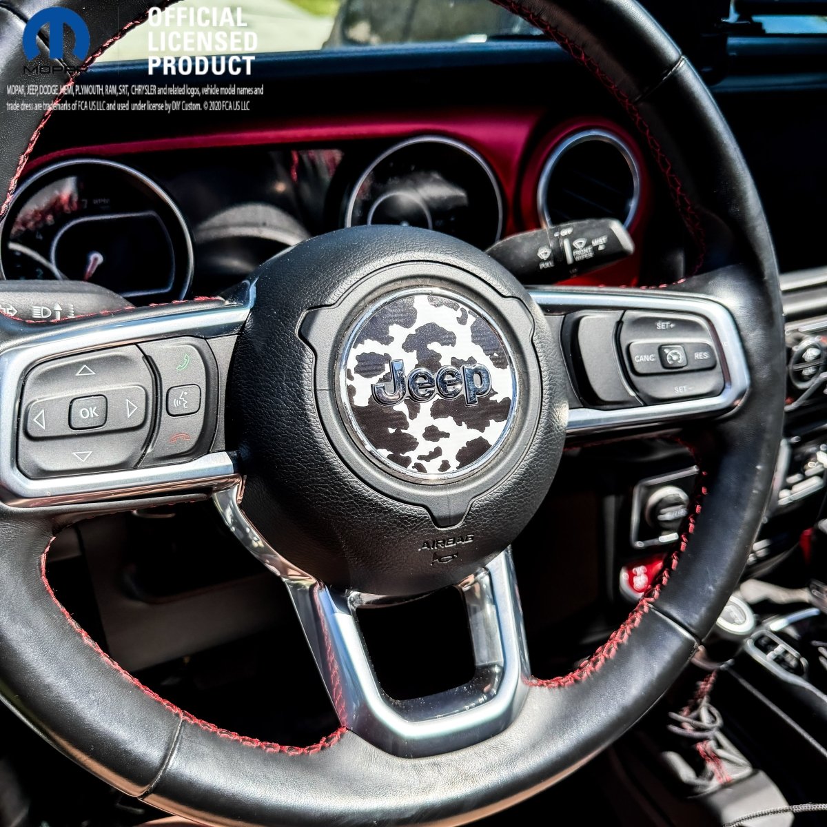 Jeep Wrangler JK Steering Wheel Circle Black Cow Print Vinyl Decal Sticker 2007-2017 - Tiny Wrapz