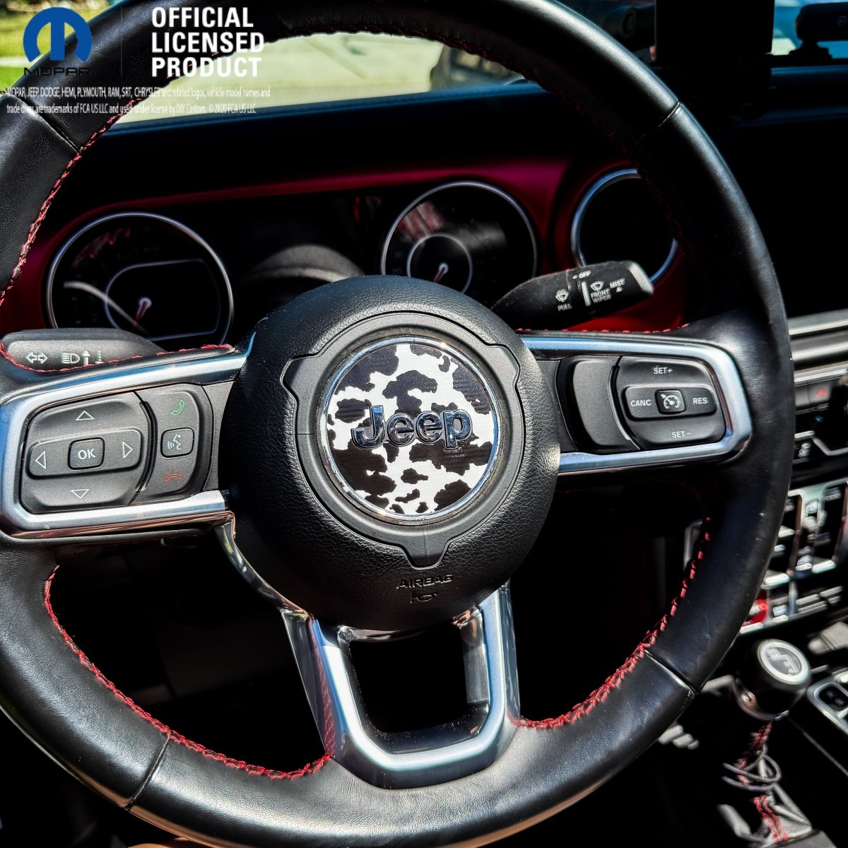 Jeep Wrangler JK Steering Wheel Circle Black Cow Print Vinyl Decal Sticker 2007-2017 - Tiny Wrapz