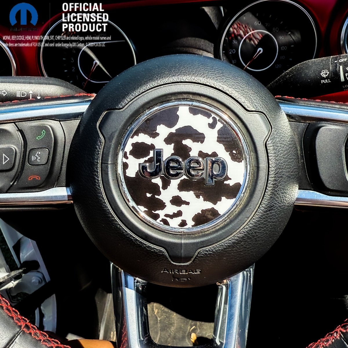 Jeep Wrangler JK Steering Wheel Circle Black Cow Print Vinyl Decal Sticker 2007-2017 - Tiny Wrapz