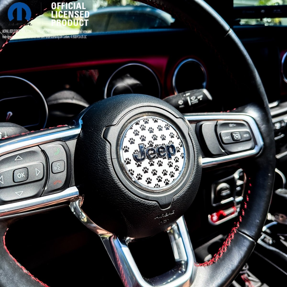 Jeep Wrangler JK Steering Wheel Circle Black & White Dog Paws Vinyl Decal Sticker 2007-2017 - Tiny Wrapz