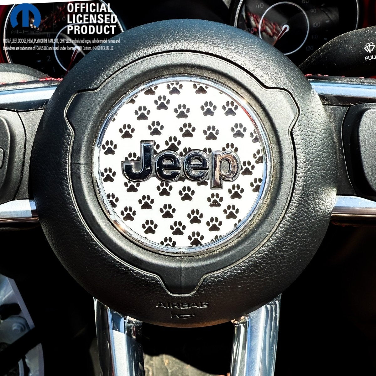Jeep Wrangler JK Steering Wheel Circle Black & White Dog Paws Vinyl Decal Sticker 2007-2017 - Tiny Wrapz